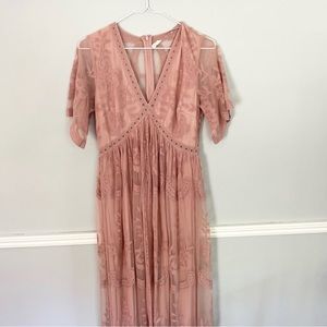 PinkBlush XS Maternity Dress, Lacy Pink Bohemian